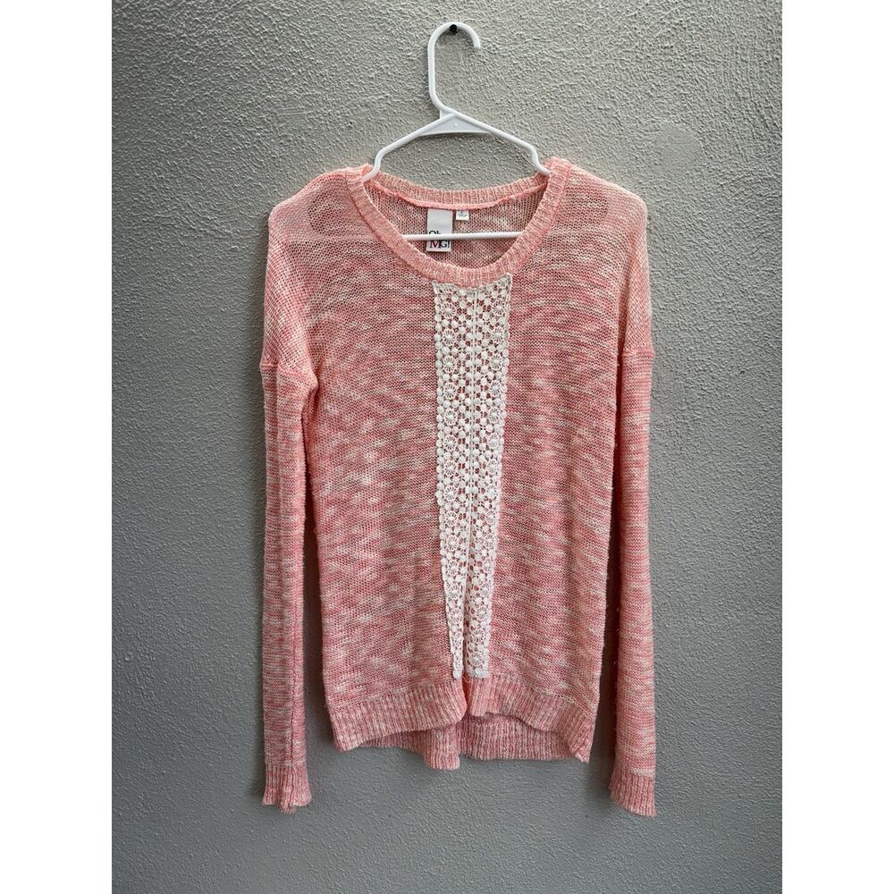 OhMG! Womens Sweater Shirt Size Large Pink Heathered Long Sleeve Thin